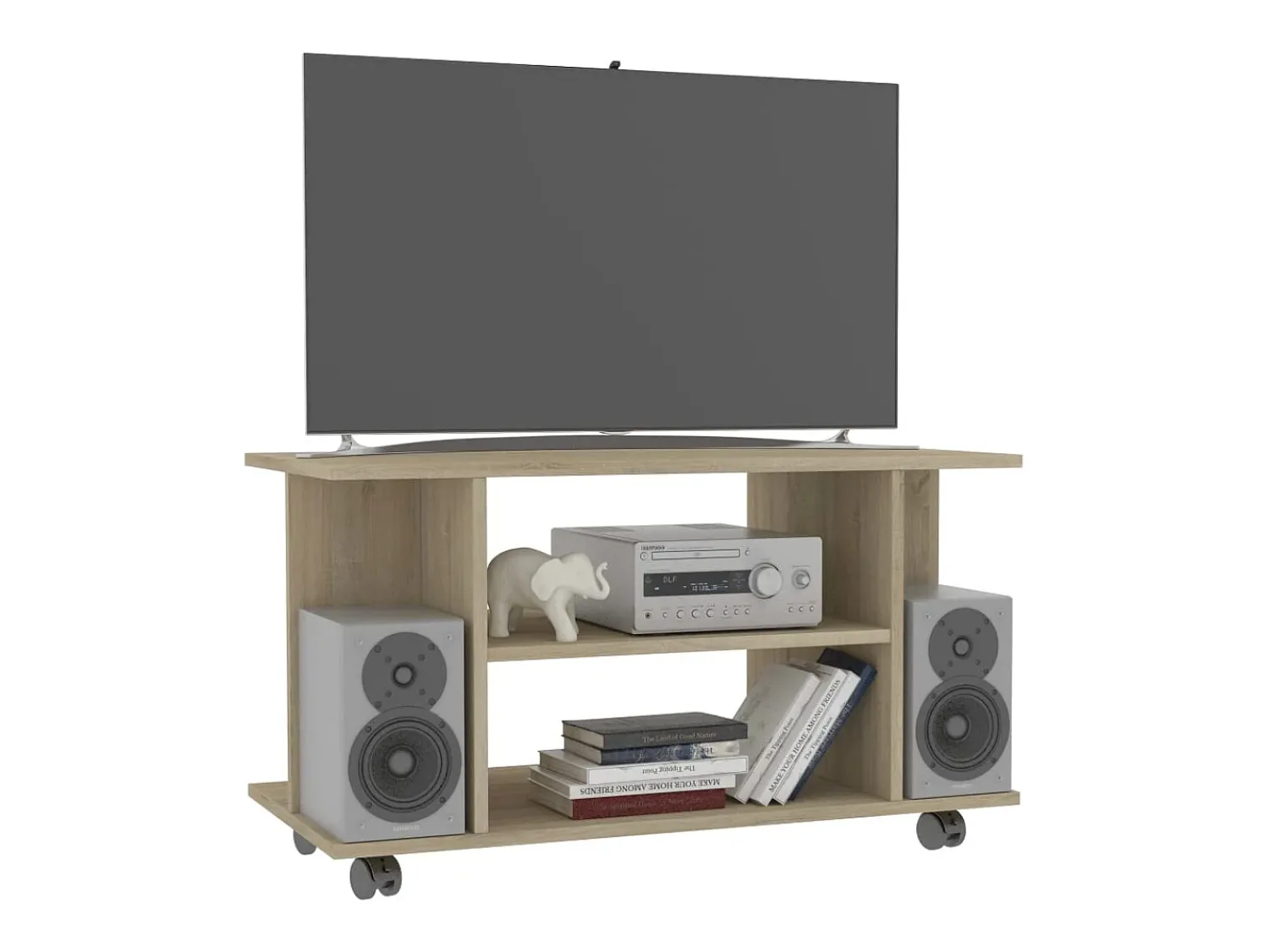 Móvel De Tv| Móvel de TV com rodas 80x40x45 cm deriv.madeira carvalho sonoma PT826402 Castanho