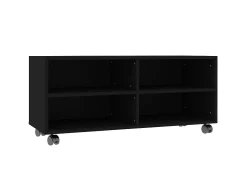 Móvel De Tv| Móvel de TV com rodas 90x35x35 cm contraplacado PT961626 Preto