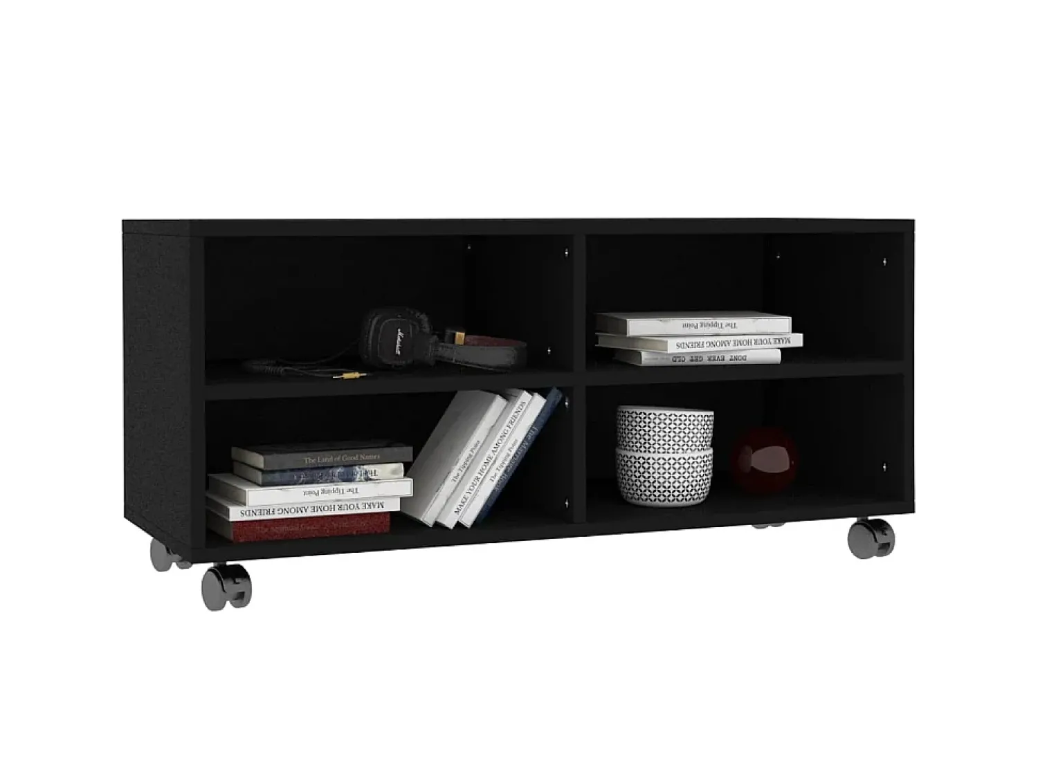 Móvel De Tv| Móvel de TV com rodas 90x35x35 cm contraplacado PT961626 Preto