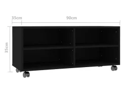 Móvel De Tv*vidaxl Móvel de TV com rodas 90x35x35 cm derivados de madeira Preto