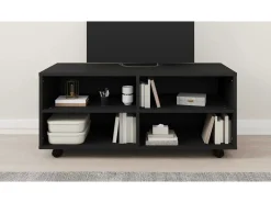 Móvel De Tv*vidaxl Móvel de TV com rodas 90x35x35 cm derivados de madeira Preto