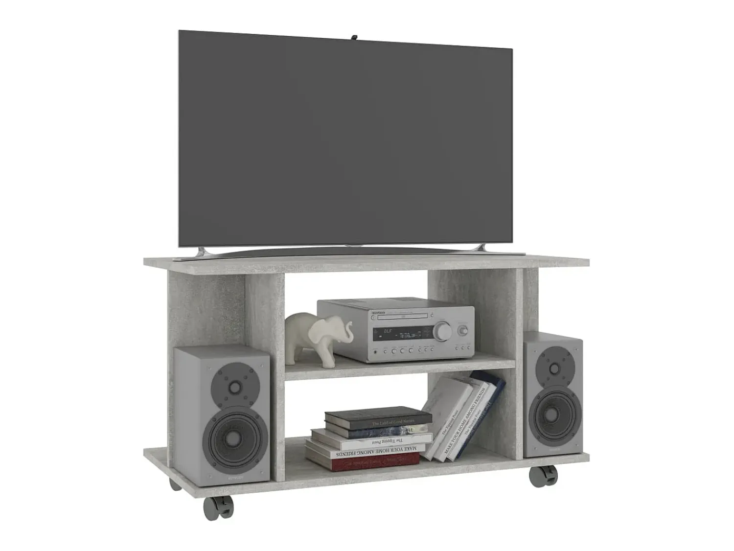 Móvel De Tv* Móvel de TV com rodas 80x40x45cm deriv.madeira cimento PT614647 Cinzento