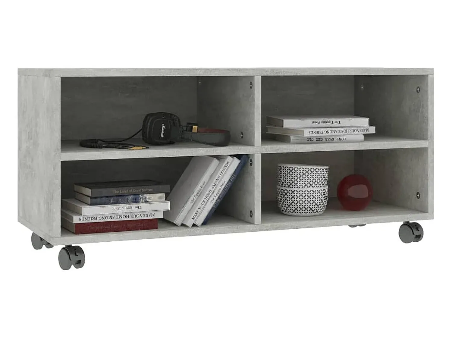 Móvel De Tv| Móvel de TV com rodas 90x35x35cm contraplacado cimento PT335802 Cinzento