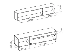 Móvel De Tv* Móvel de TV Compacto Bonn Nordic/Grafito com Armazenamento Integrado - Estilo Moderno e Funcional Branco