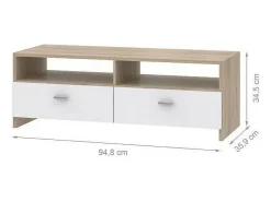 Best DKD Home decor Móvel de TV contemporâneo fosco e carvalho, armazenamento inteligente, 95 cm Branco