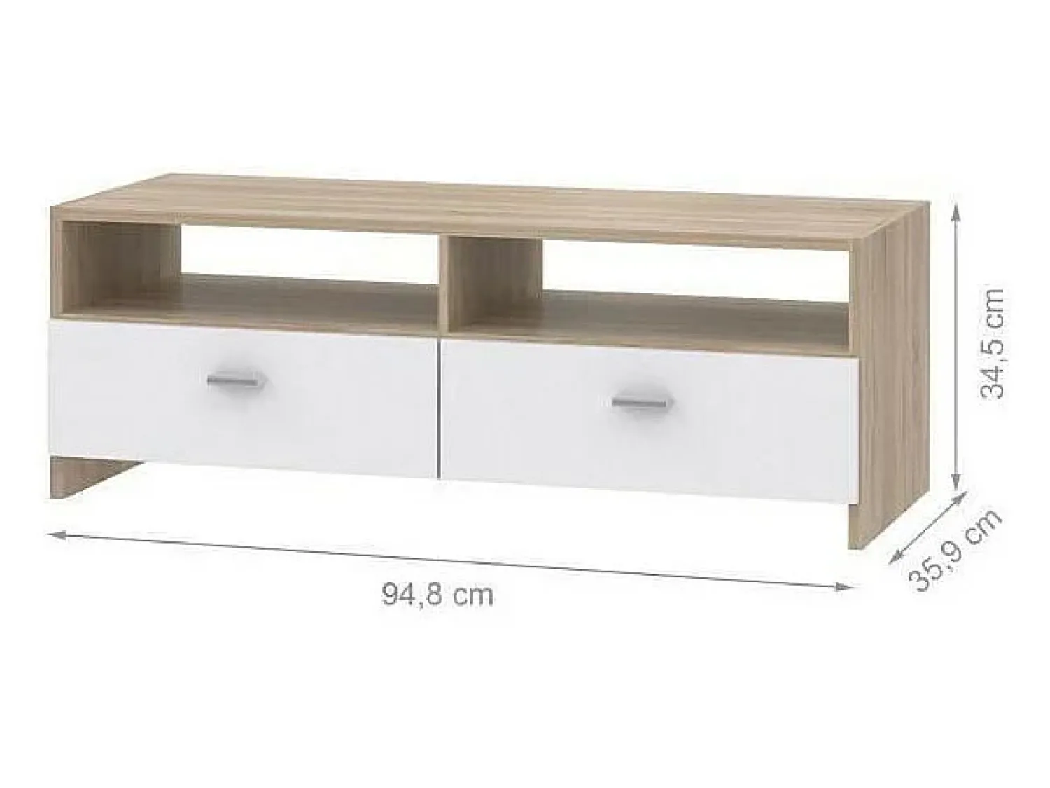 Best DKD Home decor Móvel de TV contemporâneo fosco e carvalho, armazenamento inteligente, 95 cm Branco