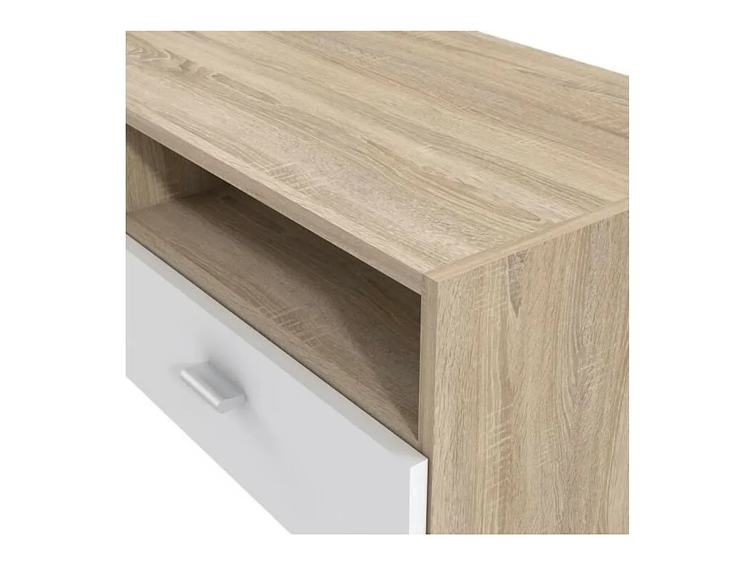 Best DKD Home decor Móvel de TV contemporâneo fosco e carvalho, armazenamento inteligente, 95 cm Branco