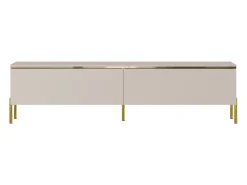 Móvel De Tv|Vente-unique Móvel de TV contemporâneo com 2 portas e dourado - VUKIA Bege