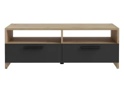 DKD Home decor Móvel de TV Contemporâneo Carvalho e Preto 2 Portas Rebatíveis 2 Prateleiras 95 cm PILVI^ Móvel De Tv