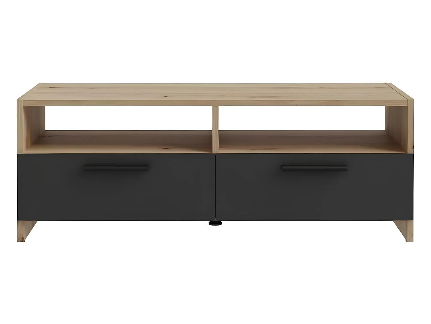 DKD Home decor Móvel de TV Contemporâneo Carvalho e Preto 2 Portas Rebatíveis 2 Prateleiras 95 cm PILVI^ Móvel De Tv