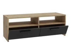 DKD Home decor Móvel de TV Contemporâneo Carvalho e Preto 2 Portas Rebatíveis 2 Prateleiras 95 cm PILVI^ Móvel De Tv