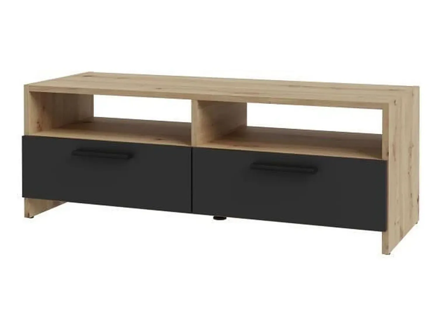 DKD Home decor Móvel de TV Contemporâneo Carvalho e Preto 2 Portas Rebatíveis 2 Prateleiras 95 cm PILVI^ Móvel De Tv