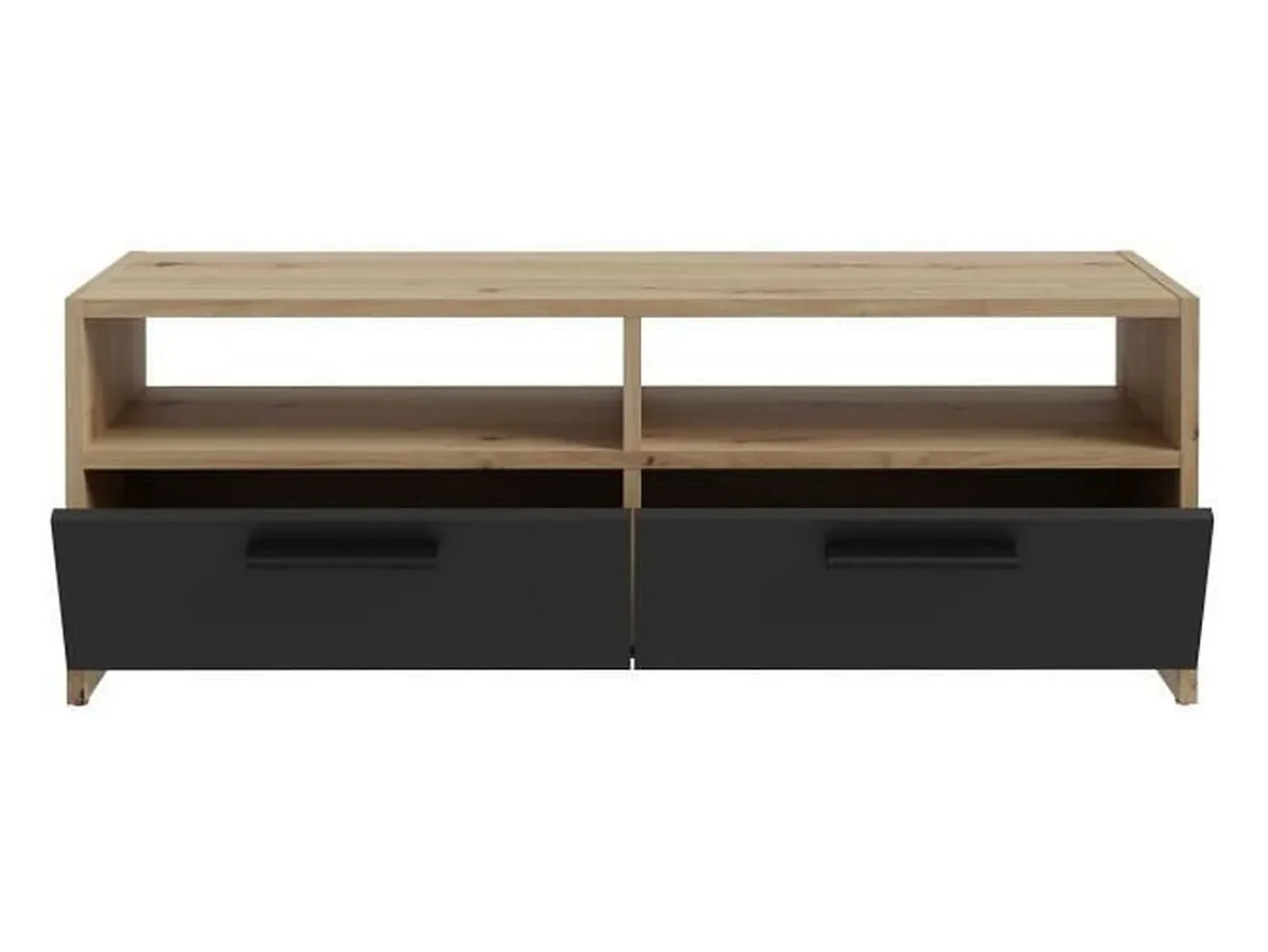 DKD Home decor Móvel de TV Contemporâneo Carvalho e Preto 2 Portas Rebatíveis 2 Prateleiras 95 cm PILVI^ Móvel De Tv