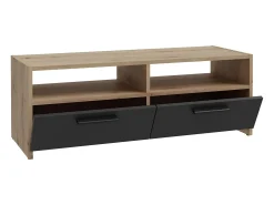 DKD Home decor Móvel de TV Contemporâneo Carvalho e Preto 2 Portas Rebatíveis 2 Prateleiras 95 cm PILVI^ Móvel De Tv