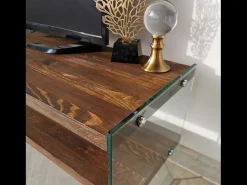 Móvel De Tv*Concept-Usine Móvel de TV contemporâneo em vidro e madeira de 120 cm JOY com arrumação Castanho