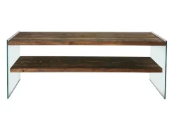 Móvel De Tv*Concept-Usine Móvel de TV contemporâneo em vidro e madeira de 120 cm JOY com arrumação Castanho