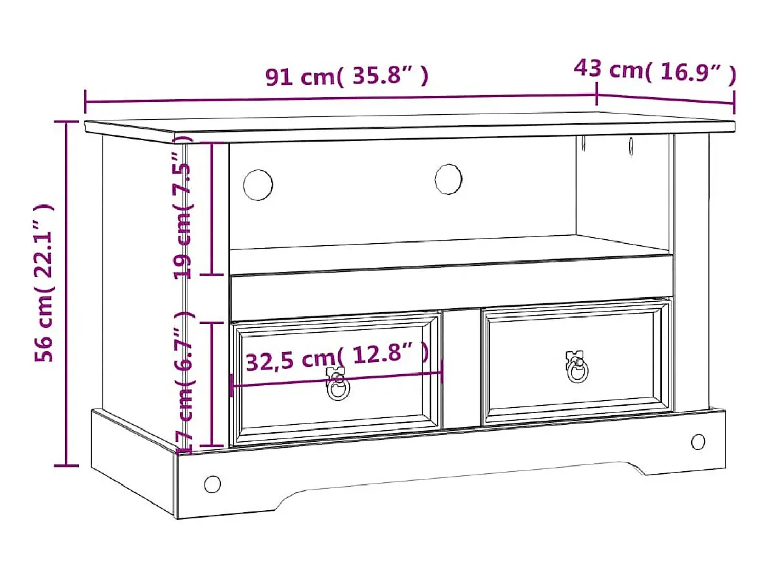 Móvel De Tv|vidaxl Móvel de TV Corona Range em pinho mexicano 91x43x56 cm Castanho