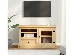 Móvel De Tv| Móvel de TV Corona 100x45x58 cm madeira de pinho maciça PT829183 Castanho