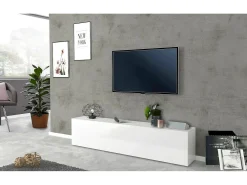 Móvel De Tv|Dmora Móvel de TV cristão, Aparador baixo de sala, Base de móvel de televisão, 100% Fabricado na Itália, 180x30h40 cm, brilhante Branco