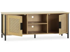 Discount VS Venta-stock Móvel de TV Cruz 2 Portas Cor Carvalho com vime Natural, 120 cm Castanho