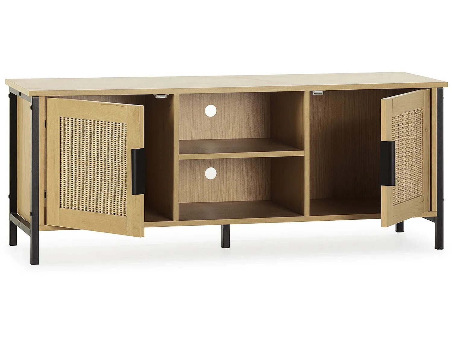 Discount VS Venta-stock Móvel de TV Cruz 2 Portas Cor Carvalho com vime Natural, 120 cm Castanho