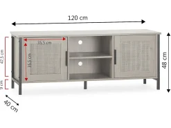 Discount VS Venta-stock Móvel de TV Cruz 2 Portas Cor Carvalho com vime Natural, 120 cm Castanho