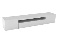 Discount Dmora Móvel de TV Dafrim, Aparador baixo de sala com 3 portas, base de móvel de TV, 100% Fabricado na Itália, 200x40h37 cm, brilhante Branco