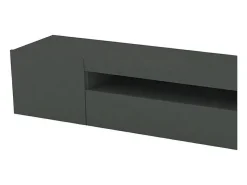 Dmora Móvel de TV Dafrim, Aparador baixo de sala com 3 portas, base de móvel de TV, 100% Fabricado em Itália, 200x40h37 cm, Antracite brilhante, com luz LED^ Móvel De Tv