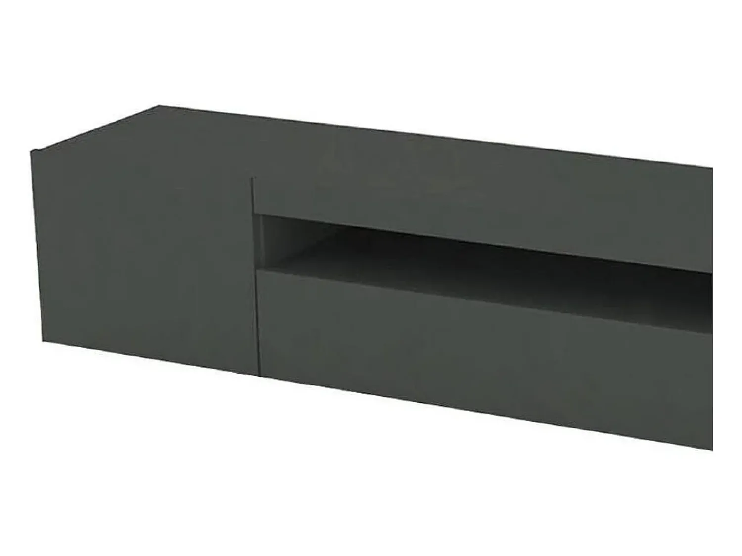 Dmora Móvel de TV Dafrim, Aparador baixo de sala com 3 portas, base de móvel de TV, 100% Fabricado em Itália, 200x40h37 cm, Antracite brilhante, com luz LED^ Móvel De Tv