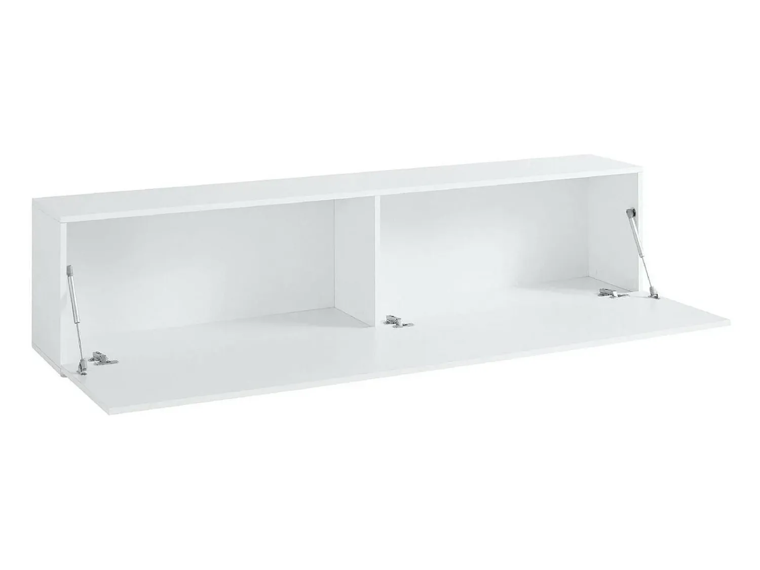 Outlet Dmora Móvel de TV Dbarell, aparador baixo da sala, base de móvel de TV, 100% Fabricado na Itália, 180x30h40 cm, brilhante Branco