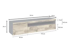 Dmora Móvel de TV Dbele, Aparador baixo de sala, base de móvel de TV, 100% Fabricado em Itália, 150x40h37 cm, Ardósia e Bordo, com luz LED^ Móvel De Tv