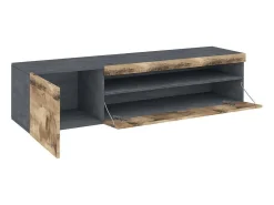 New Dmora Móvel de TV Dbele, aparador baixo da sala, base de móvel de TV, 100% Fabricado na Itália, 150x40h37 cm, Ardósia e Bordo Castanho