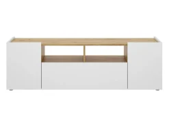 Móvel De Tv|Dmora Móvel de TV Dcotal, Aparador baixo da sala, Aparador da sala para televisão, 142x35h44 cm, e Carvalho Nó Branco