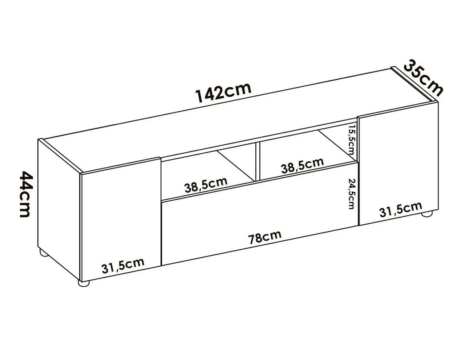 Móvel De Tv|Dmora Móvel de TV Dcotal, Aparador baixo da sala, Aparador da sala para televisão, 142x35h44 cm, e Carvalho Nó Branco