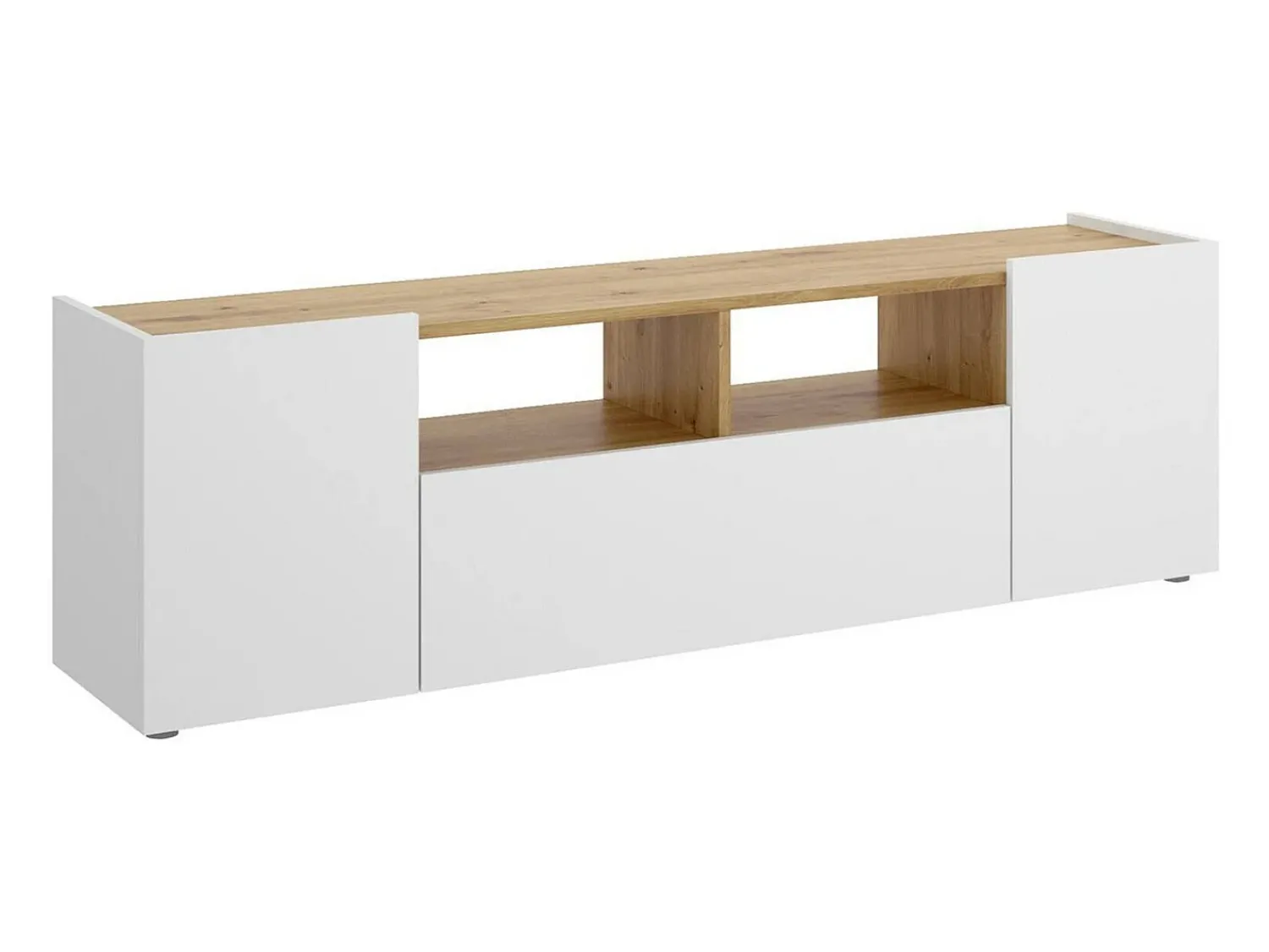 Móvel De Tv|Dmora Móvel de TV Dcotal, Aparador baixo da sala, Aparador da sala para televisão, 142x35h44 cm, e Carvalho Nó Branco