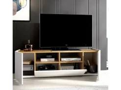 Móvel De Tv|Dmora Móvel de TV Dcotal, Aparador baixo da sala, Aparador da sala para televisão, 142x35h44 cm, e Carvalho Nó Branco