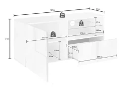 Móvel De Tv|Dmora Móvel de TV Dcutron, Aparador de sala, Móvel baixo para TV, Base de parede equipada, Fabricado em Itália, 122x43 h57 cm, brilhante Branco