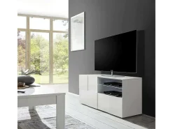 Móvel De Tv|Dmora Móvel de TV Dcutron, Aparador de sala, Móvel baixo para TV, Base de parede equipada, Fabricado em Itália, 122x43 h57 cm, brilhante Branco