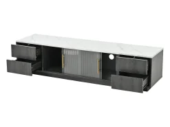 Móvel De Tv*ModernLuxe Móvel de TV de 160 cm - adequado para TV de 70" com amplo espaço de arrumação e tampo com efeito mármore - Cinzento