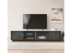 Móvel De Tv*ModernLuxe Móvel de TV de 160 cm - adequado para TV de 70" com amplo espaço de arrumação e tampo com efeito mármore - Cinzento