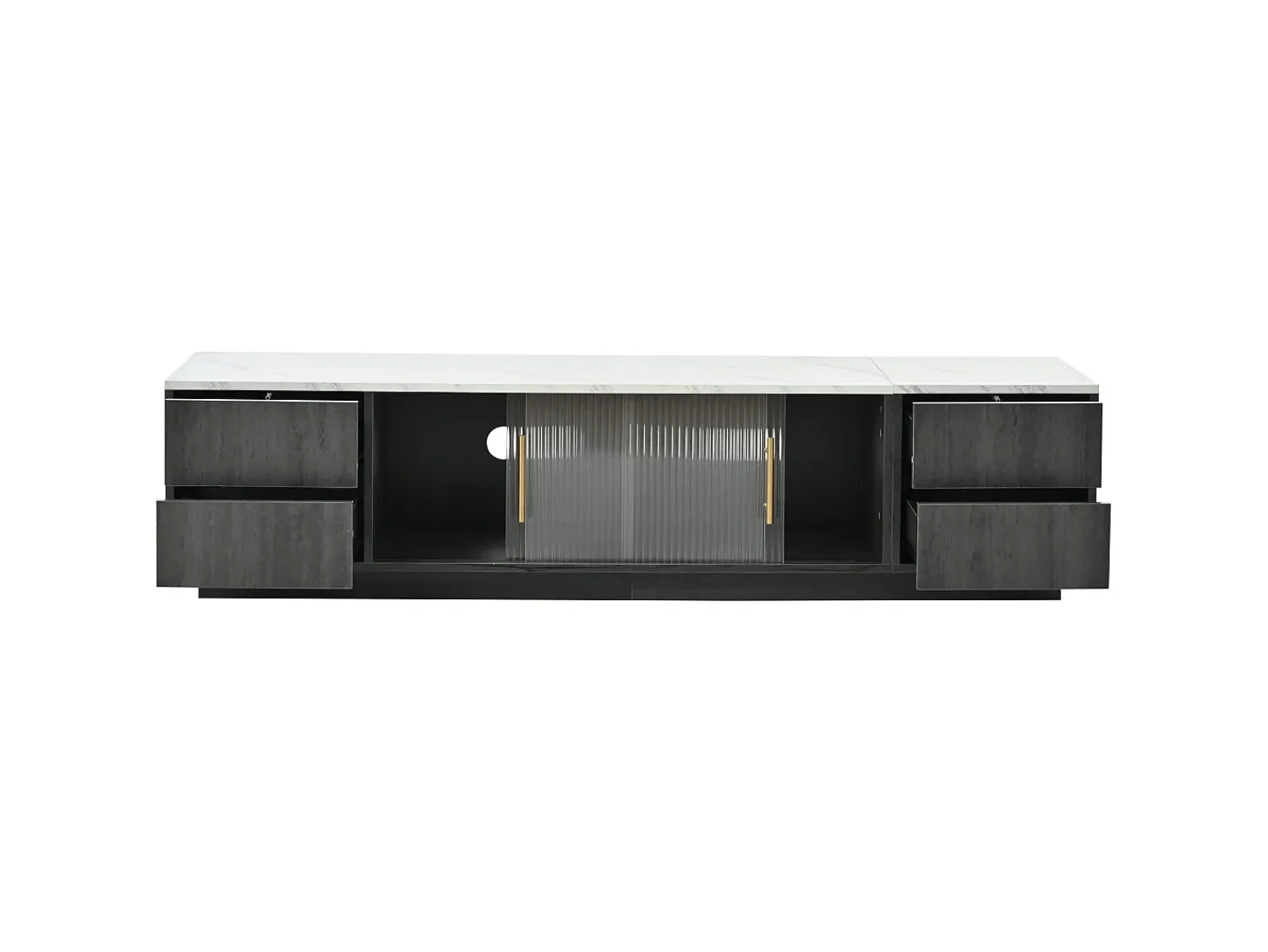 Móvel De Tv*ModernLuxe Móvel de TV de 160 cm - adequado para TV de 70" com amplo espaço de arrumação e tampo com efeito mármore - Cinzento