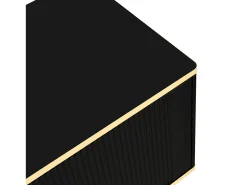 Móvel de TV de 175 cm, com 2 gavetas, 2 portas, pernas e puxadores em metal dourado, padrões esculpidos, estilo escandinavo, mobiliário de sala em madeira - Preto