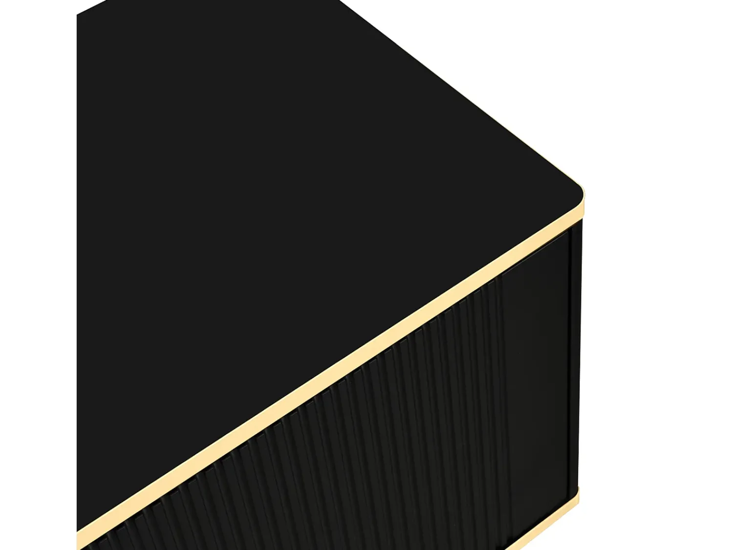 Móvel de TV de 175 cm, com 2 gavetas, 2 portas, pernas e puxadores em metal dourado, padrões esculpidos, estilo escandinavo, mobiliário de sala em madeira - Preto