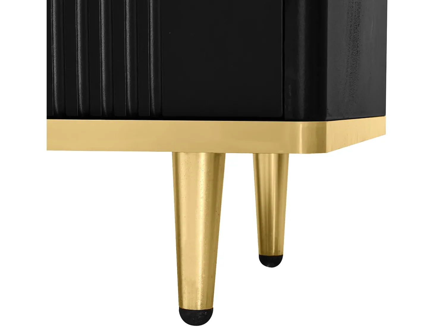 Móvel de TV de 175 cm, com 2 gavetas, 2 portas, pernas e puxadores em metal dourado, padrões esculpidos, estilo escandinavo, mobiliário de sala em madeira - Preto