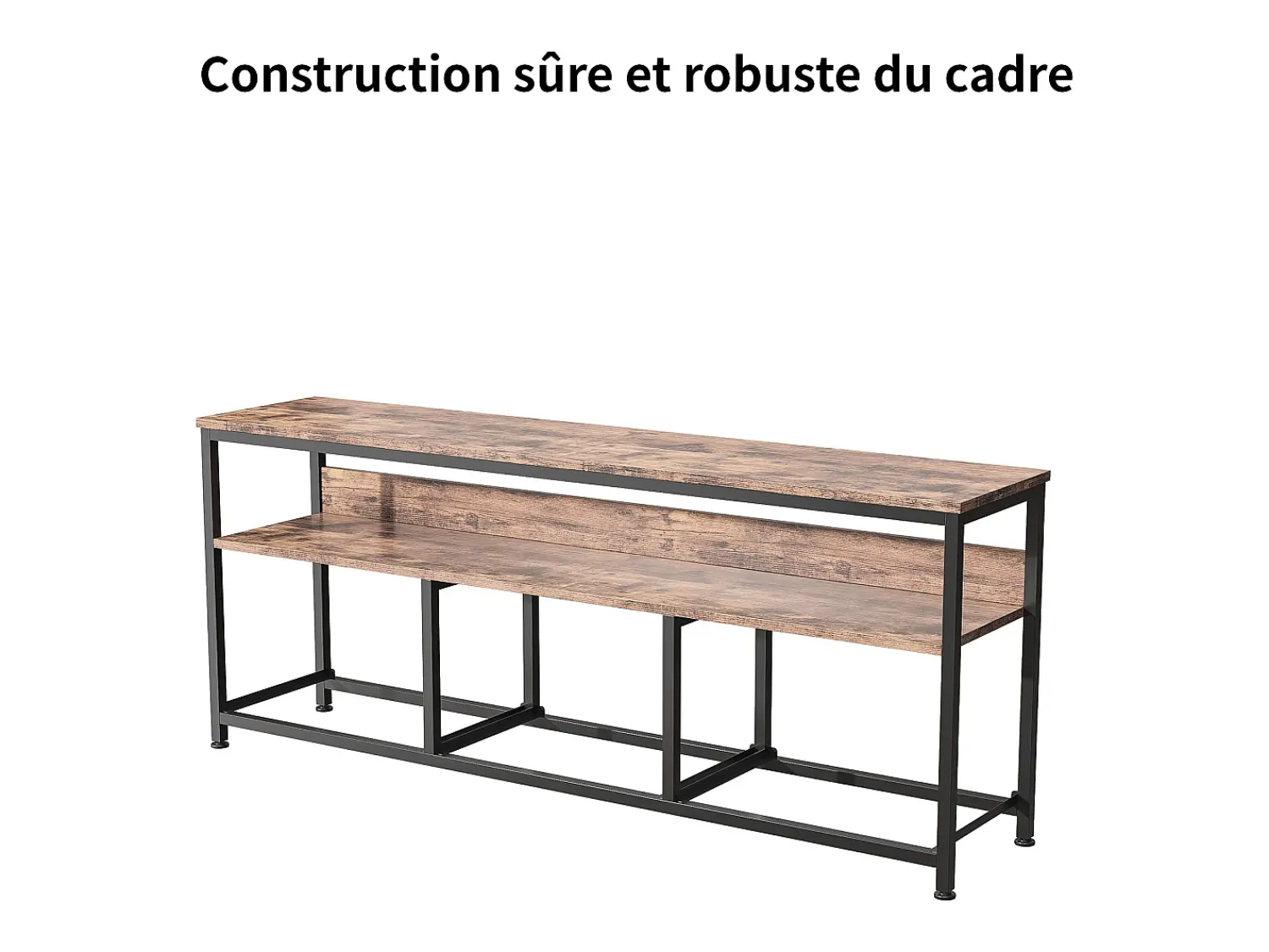 Móvel de TV de 108 cm, com 3 gavetas de arrumação, prateleiras, estrutura metálica, retangular, industrial vintage, mobiliário de sala em madeira -^ Móvel De Tv