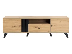 Móvel De Tv|Merax Móvel de TV de 170 cm com 2 portas e 1 gaveta - aglomerado - cores: preto e madeira natural Natural claro