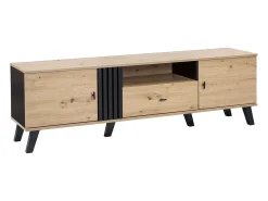 Móvel De Tv|Merax Móvel de TV de 170 cm com 2 portas e 1 gaveta - aglomerado - cores: preto e madeira natural Natural claro