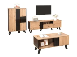 Móvel De Tv|Merax Móvel de TV de 170 cm com 2 portas e 1 gaveta - aglomerado - cores: preto e madeira natural Natural claro