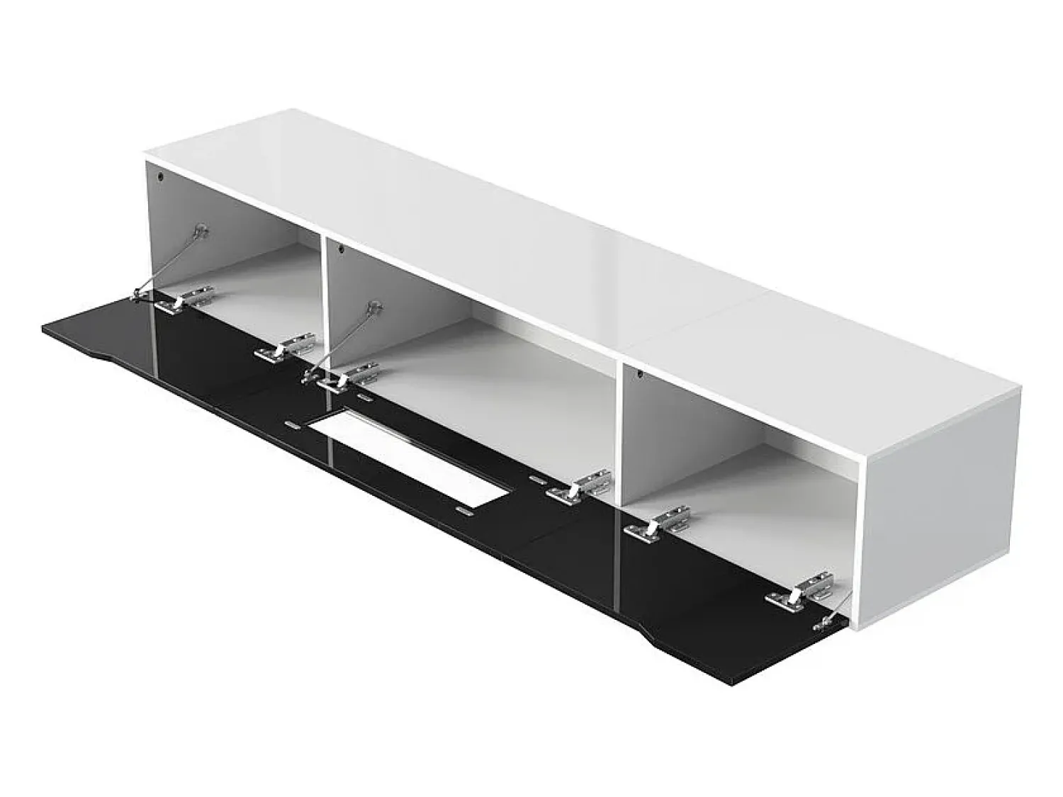 Móvel De Tv*ModernLuxe Móvel de TV de 180 cm com luz LED que muda de cor - 3 compartimentos grandes - Preto