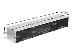 Móvel De Tv*ModernLuxe Móvel de TV de 180 cm com luz LED que muda de cor - 3 compartimentos grandes - Preto